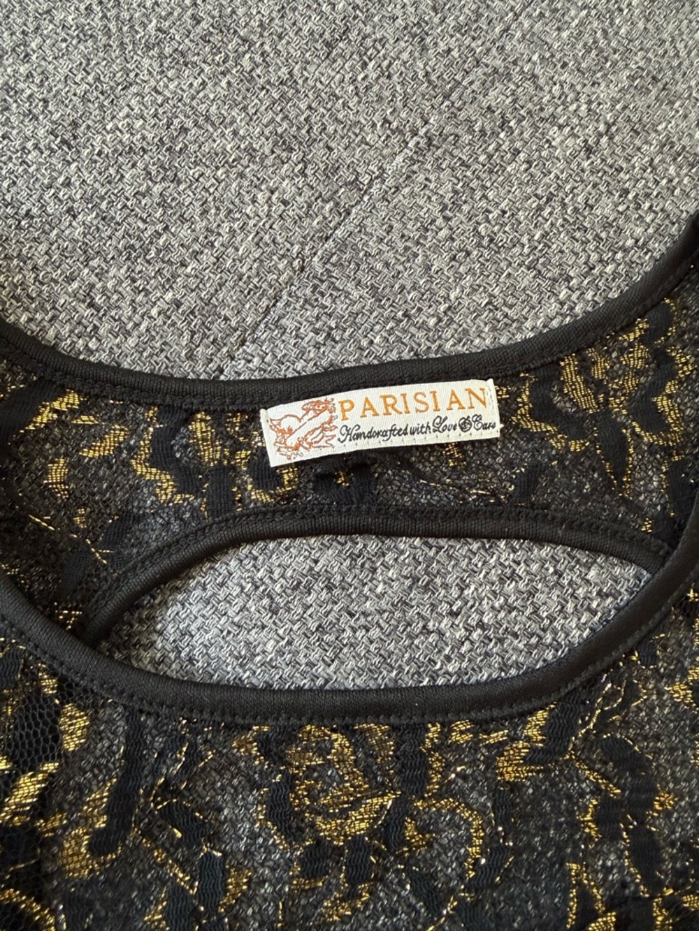 Parisian collection - Handcrafted with love - Black and gold Lace Mini Dress - Picture 5 of 7